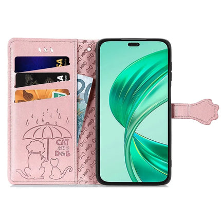 Leather Case For Honor X7c 4G / 200 Smart 5G / Play 60 Plus 5G Wallet Flip Phone Cover Cute Cat Dog Pattern