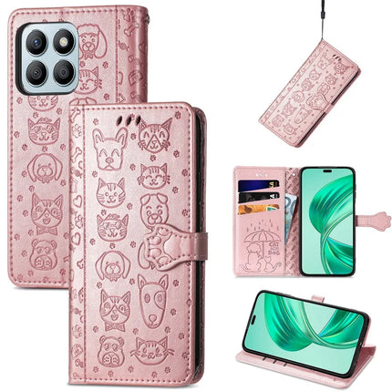 Leather Case For Honor X7c 4G / 200 Smart 5G / Play 60 Plus 5G Wallet Flip Phone Cover Cute Cat Dog Pattern