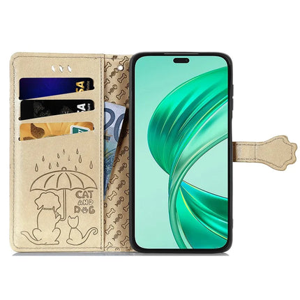 Leather Case For Honor X7c 4G / 200 Smart 5G / Play 60 Plus 5G Wallet Flip Phone Cover Cute Cat Dog Pattern