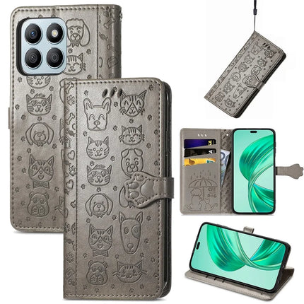 Leather Case For Honor X7c 4G / 200 Smart 5G / Play 60 Plus 5G Wallet Flip Phone Cover Cute Cat Dog Pattern