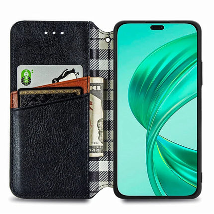 PU Leather Case For Honor X7c 4G / 200 Smart 5G / Play 60 Plus 5G Rhombus Imprint Wallet Stand Phone Cover