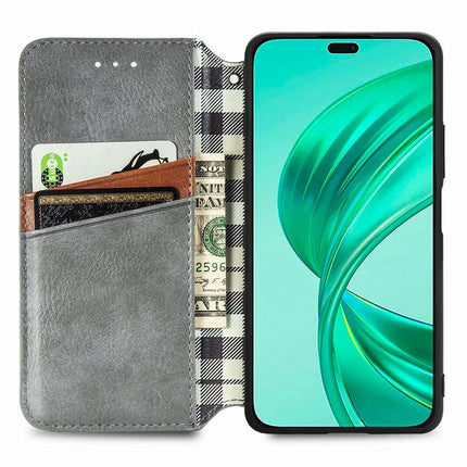 PU Leather Case For Honor X7c 4G / 200 Smart 5G / Play 60 Plus 5G Rhombus Imprint Wallet Stand Phone Cover