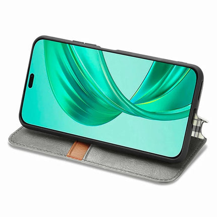 PU Leather Case For Honor X7c 4G / 200 Smart 5G / Play 60 Plus 5G Rhombus Imprint Wallet Stand Phone Cover