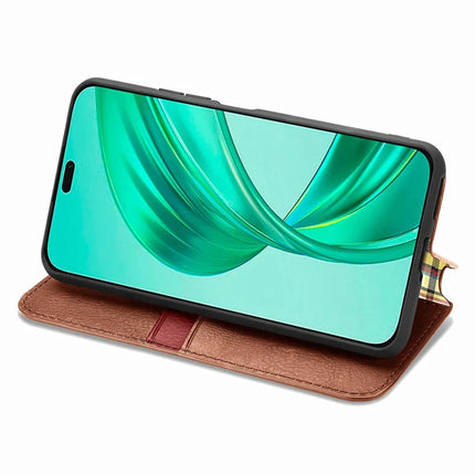 PU Leather Case For Honor X7c 4G / 200 Smart 5G / Play 60 Plus 5G Rhombus Imprint Wallet Stand Phone Cover