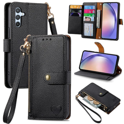 For Samsung Galaxy A36 5G / A56 5G Case RFID Blocking Zipper Pocket Leather Wallet Phone Cover - Black