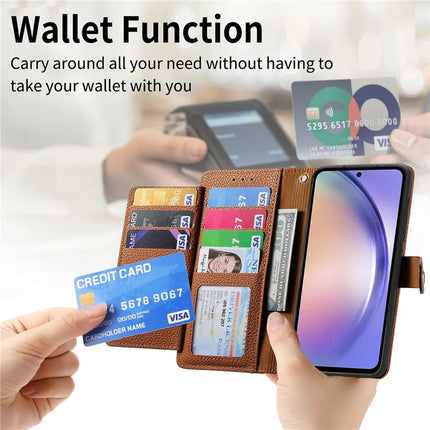 For Samsung Galaxy A36 5G / A56 5G Case RFID Blocking Zipper Pocket Leather Wallet Phone Cover