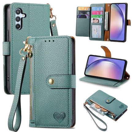 For Samsung Galaxy A36 5G / A56 5G Case RFID Blocking Zipper Pocket Leather Wallet Phone Cover - Green