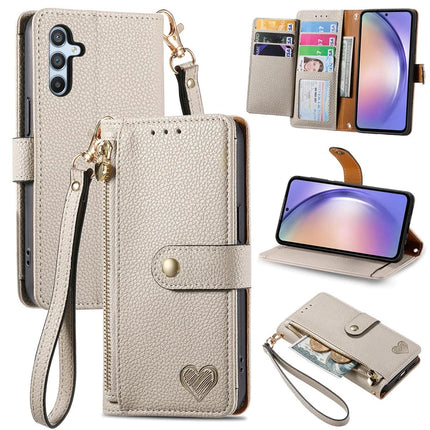 For Samsung Galaxy A36 5G / A56 5G Case RFID Blocking Zipper Pocket Leather Wallet Phone Cover - Grey