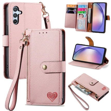 For Samsung Galaxy A36 5G / A56 5G Case RFID Blocking Zipper Pocket Leather Wallet Phone Cover - Pink