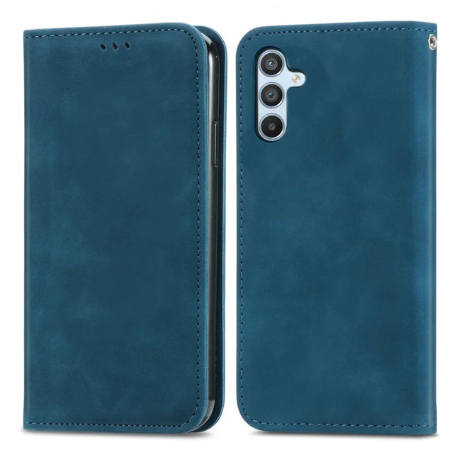 For Samsung Galaxy A36 5G / A56 5G Case Skin Touch Feeling Leather Card Holder Phone Cover Magnetic Absorption - Dark Blue