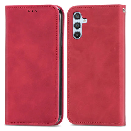 For Samsung Galaxy A36 5G / A56 5G Case Skin Touch Feeling Leather Card Holder Phone Cover Magnetic Absorption - Red