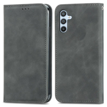For Samsung Galaxy A36 5G / A56 5G Case Skin Touch Feeling Leather Card Holder Phone Cover Magnetic Absorption - Grey