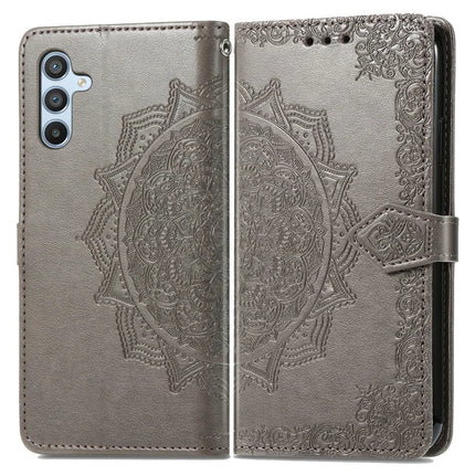 For Samsung Galaxy A36 5G / A56 5G Wallet Case Mandala Flower Leather Phone Cover Stand View - Grey