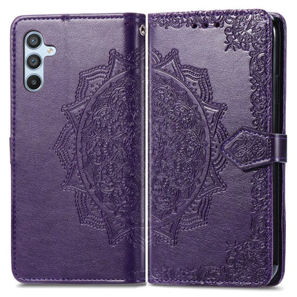 For Samsung Galaxy A36 5G / A56 5G Wallet Case Mandala Flower Leather Phone Cover Stand View - Purple