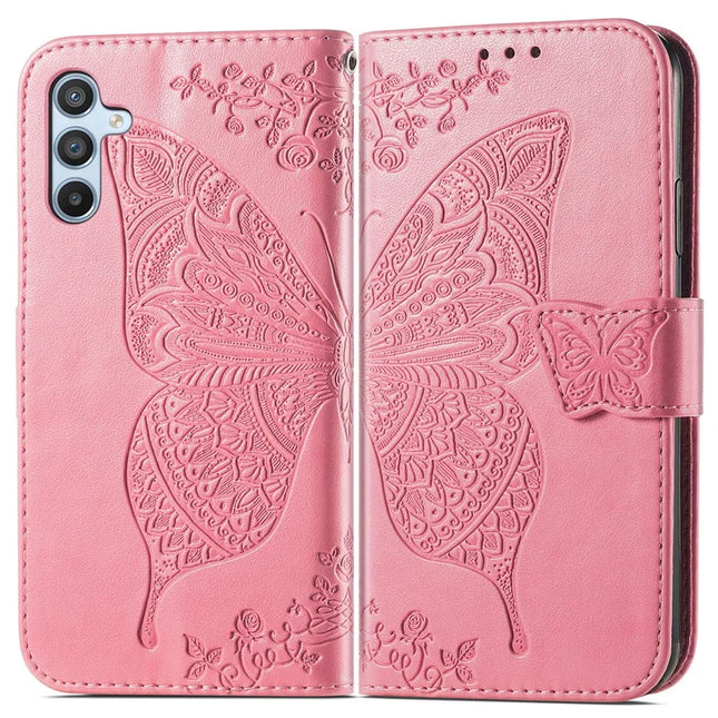 For Samsung Galaxy A36 5G / A56 5G Case PU Leather Wallet Phone Cover Butterfly Pattern - Pink