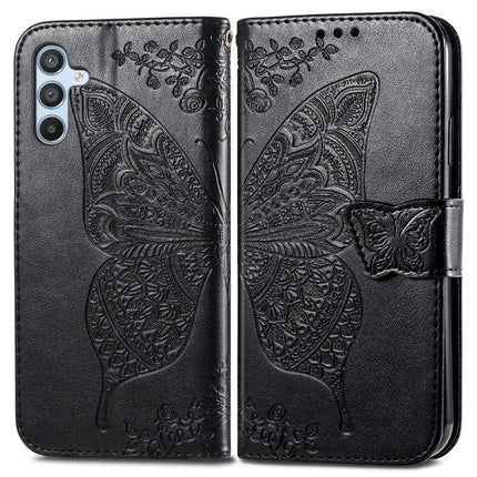 For Samsung Galaxy A36 5G / A56 5G Case PU Leather Wallet Phone Cover Butterfly Pattern - Black