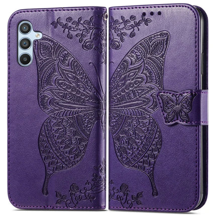 For Samsung Galaxy A36 5G / A56 5G Case PU Leather Wallet Phone Cover Butterfly Pattern - Dark Purple
