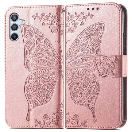 For Samsung Galaxy A36 5G / A56 5G Case PU Leather Wallet Phone Cover Butterfly Pattern - Rose Gold