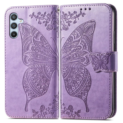 For Samsung Galaxy A36 5G / A56 5G Case PU Leather Wallet Phone Cover Butterfly Pattern - Light Purple