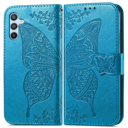 For Samsung Galaxy A36 5G / A56 5G Case PU Leather Wallet Phone Cover Butterfly Pattern - Blue