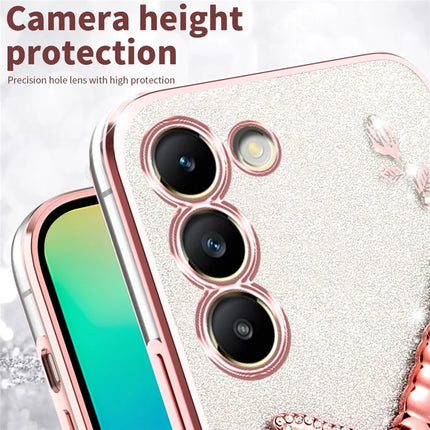 KADEM For Samsung Galaxy S23 Case Dragonfly Kickstand TPU Flowers Glitter Phone Cover