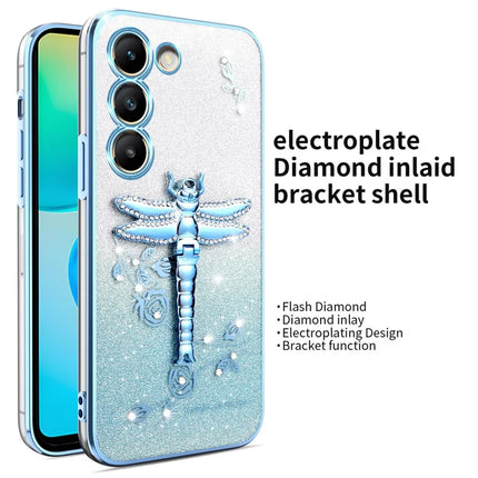 KADEM For Samsung Galaxy S23 Case Dragonfly Kickstand TPU Flowers Glitter Phone Cover