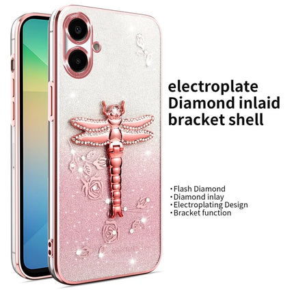 KADEM For Samsung Galaxy A05 4G Case Dragonfly Kickstand TPU Flowers Glitter Phone Cover