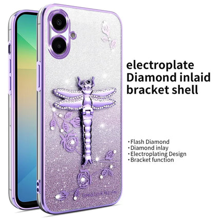KADEM For Samsung Galaxy A05 4G Case Dragonfly Kickstand TPU Flowers Glitter Phone Cover