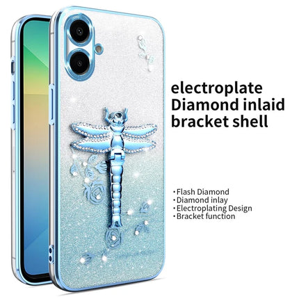 KADEM For Samsung Galaxy A06 Case Dragonfly Kickstand TPU Flowers Glitter Phone Cover