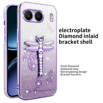 KADEM For OnePlus Nord 4 Case Dragonfly Kickstand TPU Flowers Glitter Phone Cover