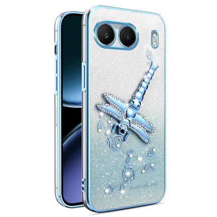 KADEM For OnePlus Nord 4 Case Dragonfly Kickstand TPU Flowers Glitter Phone Cover - Blue