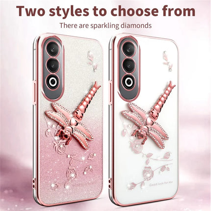 KADEM For OnePlus Nord CE4 5G Case Dragonfly Kickstand TPU Flowers Glitter Phone Cover