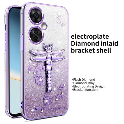 KADEM For OnePlus Nord CE3 5G Case Dragonfly Kickstand TPU Flowers Glitter Phone Cover