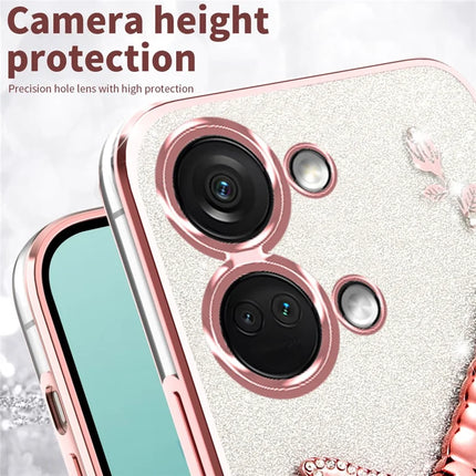 KADEM For OnePlus Ace 2V / Nord 3 5G Case Dragonfly Kickstand TPU Flowers Glitter Phone Cover