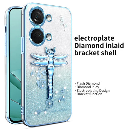 KADEM For OnePlus Ace 2V / Nord 3 5G Case Dragonfly Kickstand TPU Flowers Glitter Phone Cover