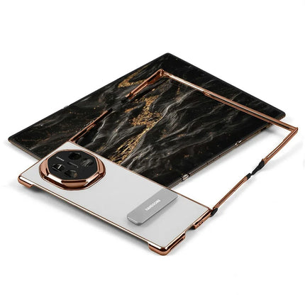 For Huawei Mate XT Ultimate Phone Case Kickstand Leather+PC Mobile Cover - Ivory White