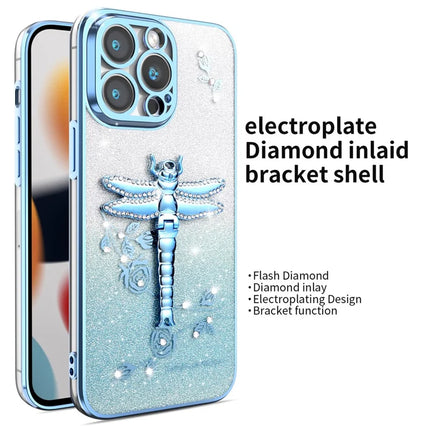 KADEM For iPhone 13 Pro Max Case Dragonfly Kickstand TPU Flowers Glitter Phone Cover