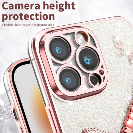 KADEM For iPhone 13 Pro Max Case Dragonfly Kickstand TPU Flowers Glitter Phone Cover
