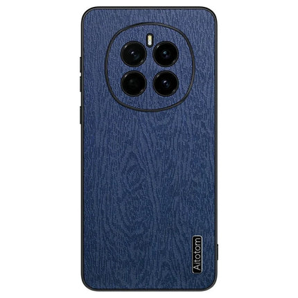 For Honor Magic7 5G Case Wood Texture PU Leather Coated PC+TPU Phone Cover - Blue