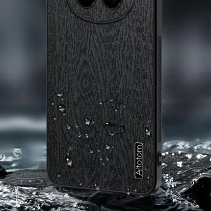 For Honor Magic7 5G Case Wood Texture PU Leather Coated PC+TPU Phone Cover