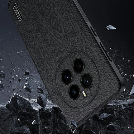 For Honor Magic7 5G Case Wood Texture PU Leather Coated PC+TPU Phone Cover
