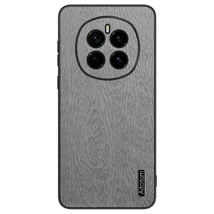 For Honor Magic7 5G Case Wood Texture PU Leather Coated PC+TPU Phone Cover - Grey