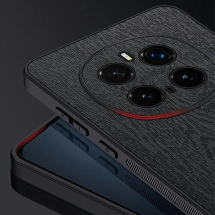 For Honor Magic7 Pro 5G Case Wood Texture PU Leather Coated PC+TPU Phone Cover