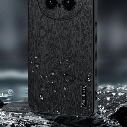 For Honor Magic7 Pro 5G Case Wood Texture PU Leather Coated PC+TPU Phone Cover