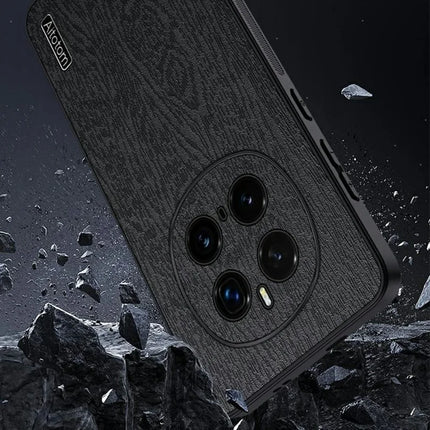 For Honor Magic7 Pro 5G Case Wood Texture PU Leather Coated PC+TPU Phone Cover