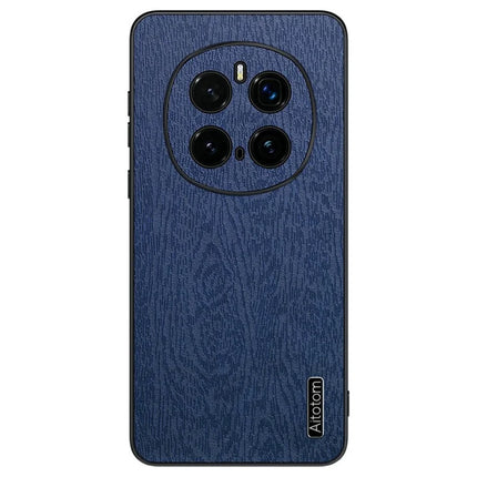 For Honor Magic7 Pro 5G Case Wood Texture PU Leather Coated PC+TPU Phone Cover - Blue