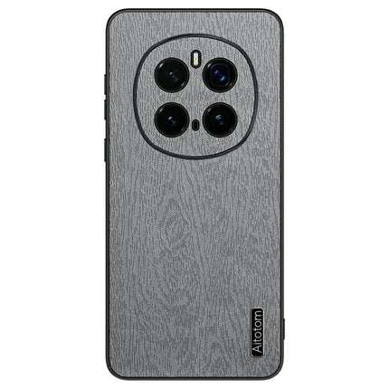 For Honor Magic7 Pro 5G Case Wood Texture PU Leather Coated PC+TPU Phone Cover - Grey