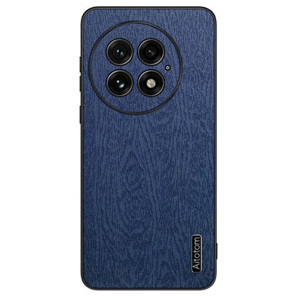 For OnePlus 13 Case Wood Texture PU Leather Coated PC+TPU Phone Cover - Blue