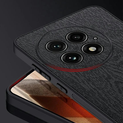 For OnePlus 13 Case Wood Texture PU Leather Coated PC+TPU Phone Cover