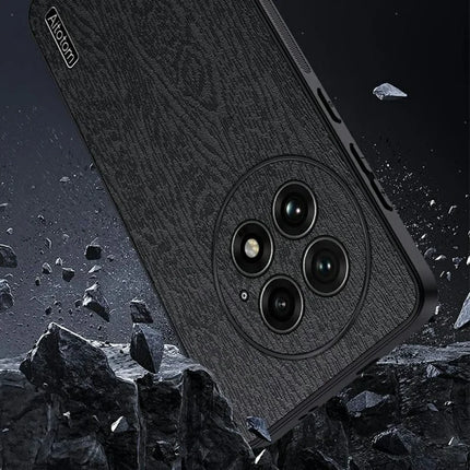 For OnePlus 13 Case Wood Texture PU Leather Coated PC+TPU Phone Cover